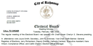 Minutes of the Board's February 13 meeting